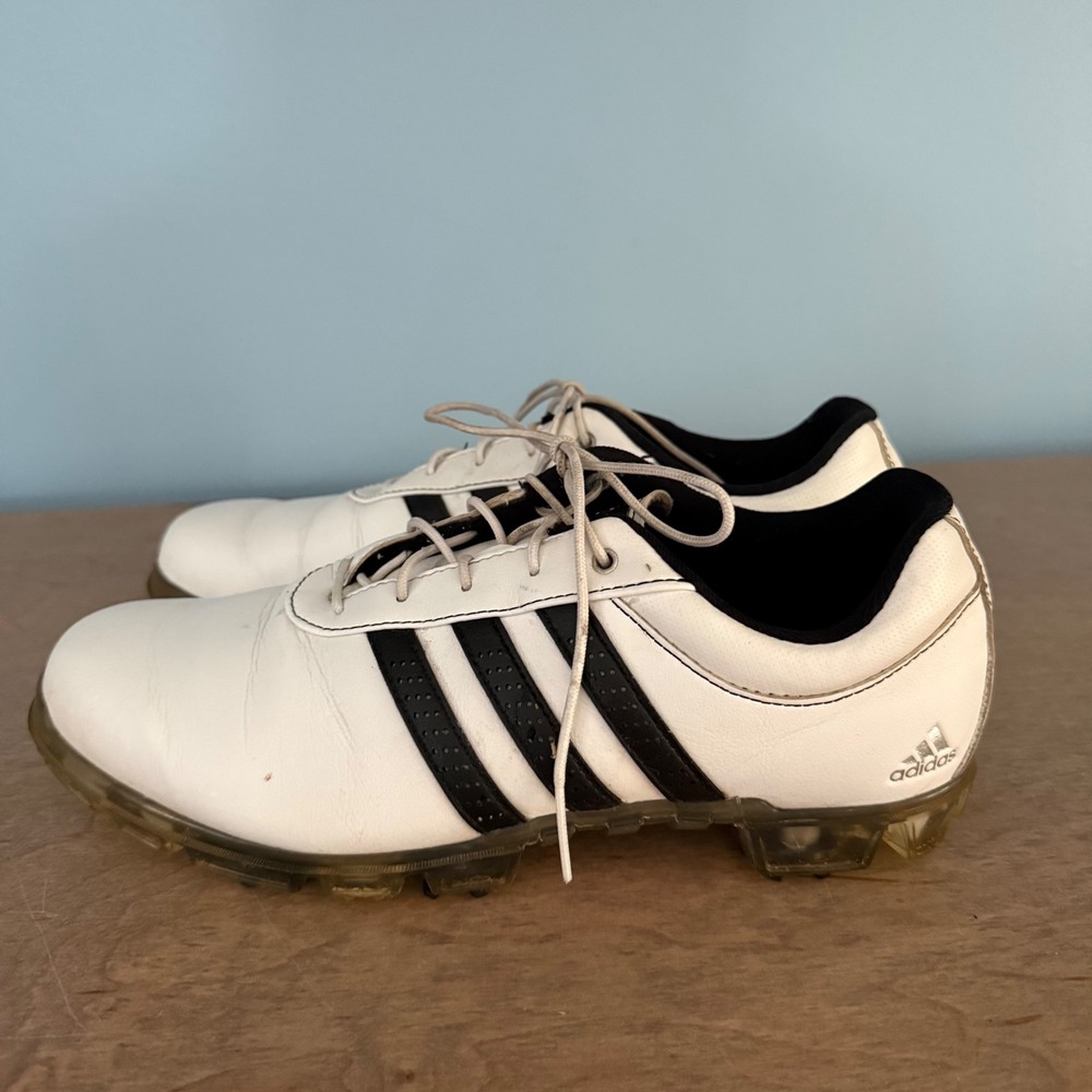 Adidas Golf Shoes Mens 8 White adipure flex Leather Spiked Golf Sneakers F33450